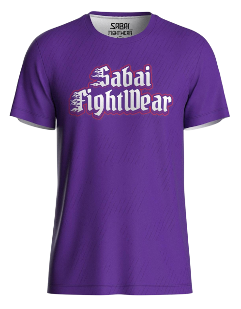 Purple Flaming Oni top by Sabai Fightwear featuring a bold purple design with fierce oni motifs and comfortable athletic fit.