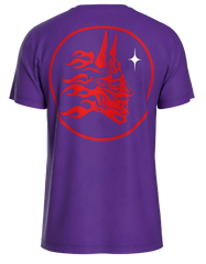 Purple Flaming Oni top by Sabai Fightwear featuring vibrant flame design and comfortable fit for martial arts or casual wear.