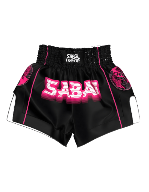 Pink Predator full set by Sabai Fightwear, featuring a matching top and shorts with athletic pink fabric for combat sports.