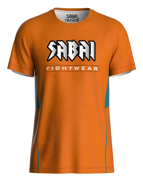 Orange Yaksha Protector top by Sabai Fightwear, featuring vibrant design and comfortable fit for martial arts training.