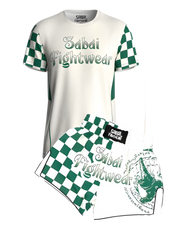 Sabai Fightwear Crocodile Checkmate full set of martial arts training gear with detailed crocodile checkered pattern.