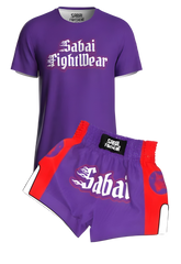 Sabai Fightwear embroidered flaming oni full set with detailed design on martial arts uniform, perfect for training or competitions.