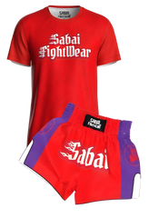 Sabai Fightwear embroidered flaming Oni full set featuring detailed traditional Japanese-inspired design on martial arts apparel.