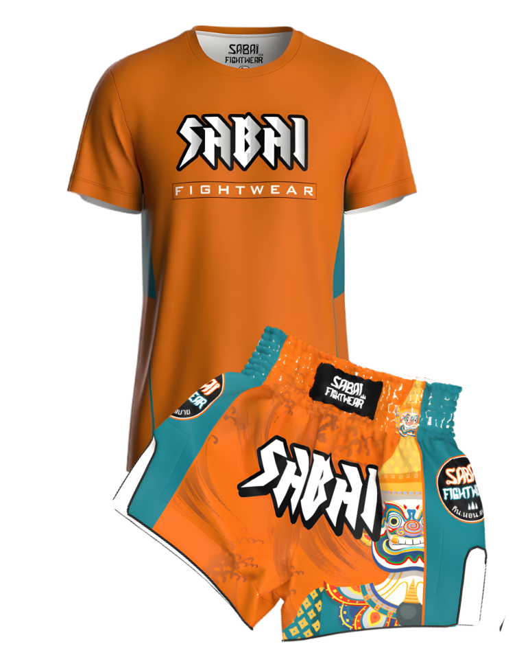 Embroidered Yaksha Protector full set by Sabai Fightwear, featuring detailed armor pieces for martial arts or cosplay.